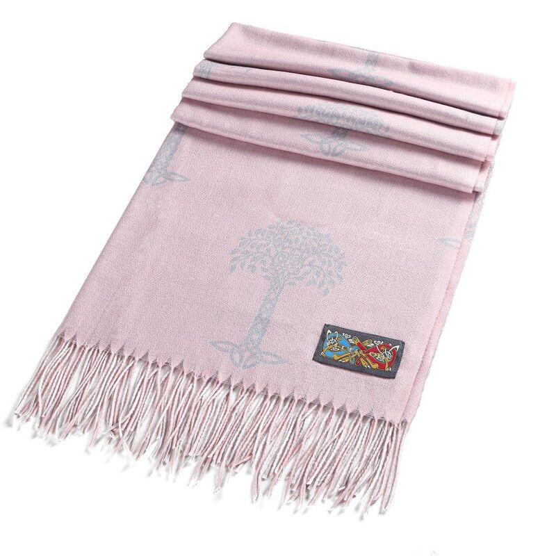 Celtic Tree Two Tone Scarf Pink